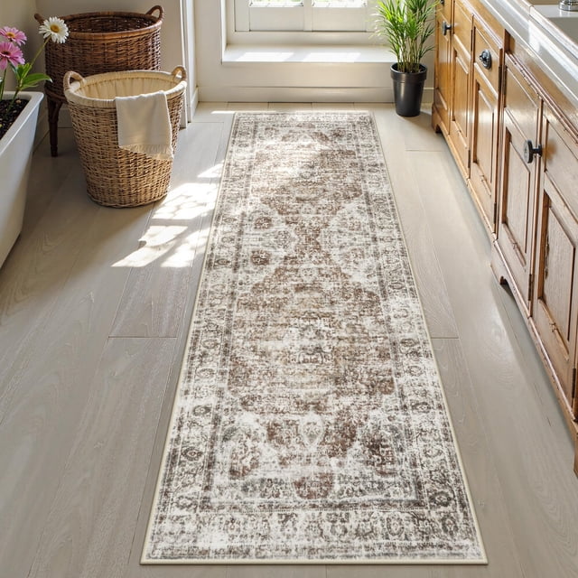 Alfombra Pasillera para Baño Uphome 61x181 cm Antideslizante Caqui