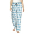 thumbnail image 2 of Kdxio Women's Comfy Stretch Blue and White SquaresPrint Drawstring Pajama Pants-Small, 2 of 9