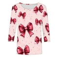 thumbnail image 4 of Viikei Womens Clothes Fall,Blouses for Women 2025 Womens Plus Size Clearance $5,Ladies' Valentine's Day Casual Printed Round Neck Three Quarter Sleeve 3/4 Sleeve T-shirt Loose Top Multicolor L, 4 of 5