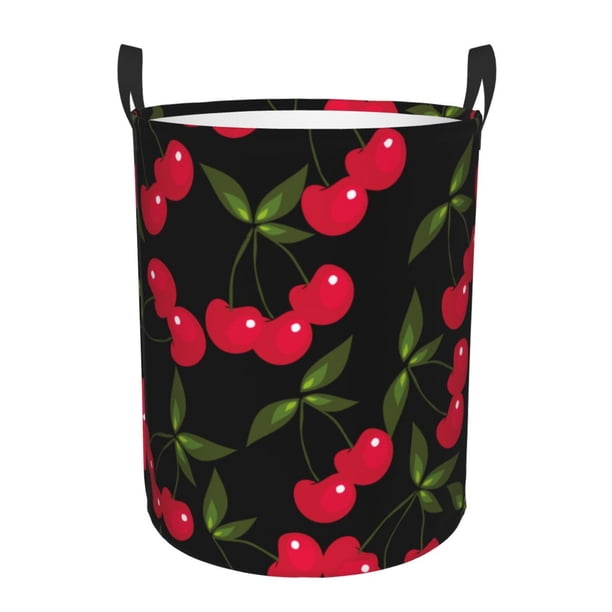Fotbe Cherry Cesto de Ropa con Asas, Cesto Impermeable de Gran Capacidad, Bolsa de Lavado para Dormitorio, Cesto de Ropa con Ruedas y Asas-Medium