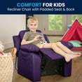 thumbnail image 6 of Flash Furniture Charlie Deluxe Padded Contemporary Purple Vinyl Kids Recliner with Storage Arms, 6 of 14
