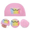 thumbnail image 3 of Gorro de natación de patrón de letras elástico de PU tejido único en rosa, 1 pieza, 3 of 5