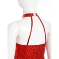 thumbnail image 6 of Alvivi Girls Sparkling Halter Neck Jazz Dance Ballet Crop Top for Cheerleading Performance Show Red 16, 6 of 6