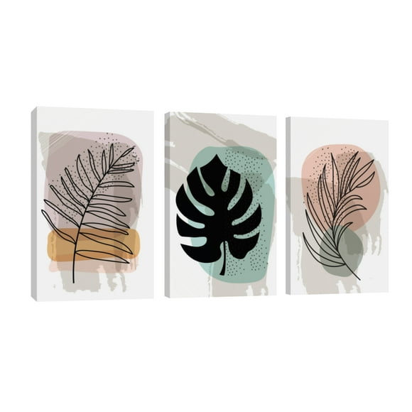 Cuadro Decorativo Canvas Revolution Set De 3 Cuadros 25x38 cm Hojas abstractas