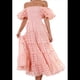 thumbnail image 2 of Vestidos Largos de Mujer con Escote Cuadrado, Corta Abullonada y Fruncido, Corte A, con y Fruncido. Rosa S, 2 of 10