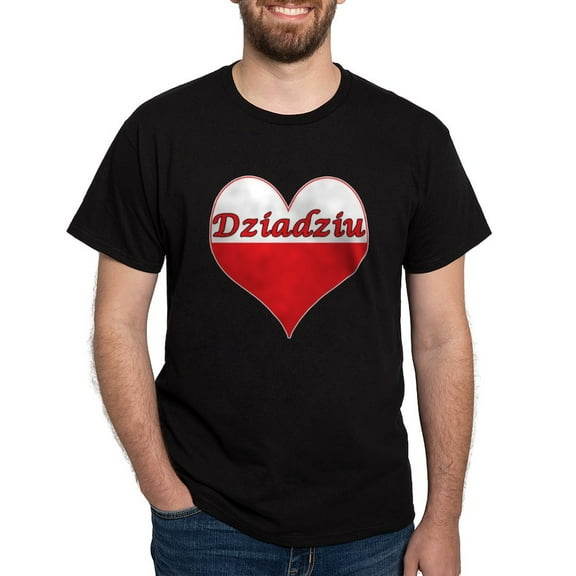 CafePress - Dziadziu Polish Heart Dark T Shirt - Men's Classic Graphic Cotton T-Shirt