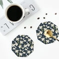 thumbnail image 4 of Easygdp sous-Verres Fleurs de Lys Ou Cuir Ensemble de 4 sous-Verres, Antidérapants, Résistants à la Chaleur pour Maison, Bureau, Cuisine (Rond, Carré, Octogone, Hexagone)-Octogone, 4 of 6