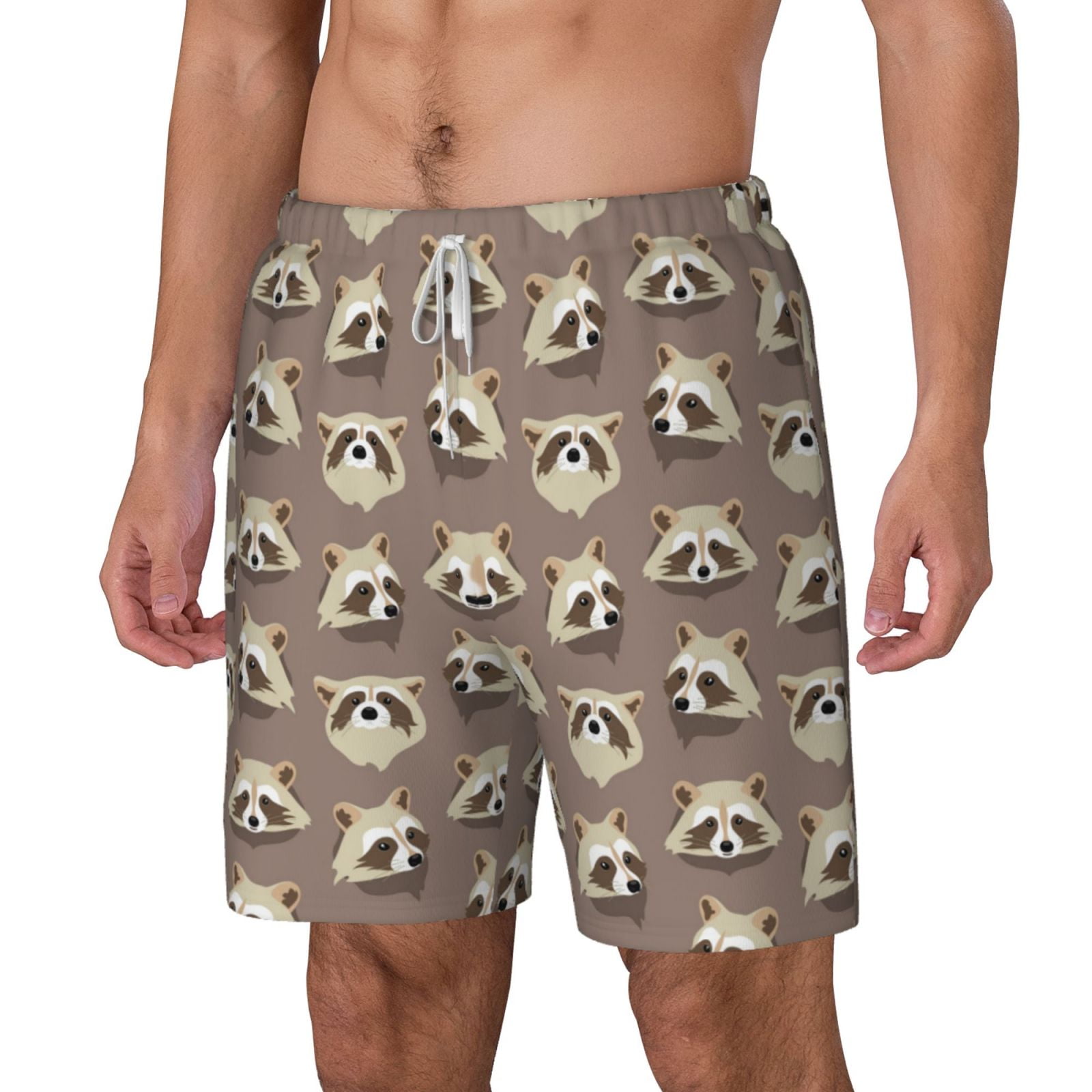 Xecao Raccoon for Men's Swimming Trunks Swim Trunks Quick Dry Swim Shorts with Mesh Lining Funny Swimwear Bathing Suits