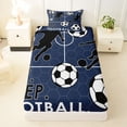 thumbnail image 3 of Castle Fairy Eat Sleep Soccer Twin Sheets 3pcs, Sport Theme Hexagon Bedding, Navy Black,1 Fitted Sheet, 1 Flat Sheet and 1 Pillowcase, 3 of 6