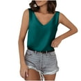 thumbnail image 2 of Brilliant Tank Tops for Women Plus Size Women Casual Sleeveless T-shirt V-Neck Tops Blouse Vests (Green,L), 2 of 8