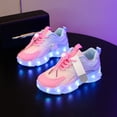 thumbnail image 2 of Mesh Tennis Shoes for Boy Girl Kids Light up Shoes Color Block Strappy Sneakers Breathable Soft Footbed Comfortable Walking Shoes Hot Pink 2.5 Big Kid, 2 of 5