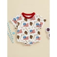 thumbnail image 3 of Musuos 4th of July Baby Summer Romper 3M 6M 12M 18M Baseball Flag Print Short Sleeve Newborn Jumpsuit for Boy Girls Cute Clothes, 3 of 9