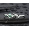 thumbnail image 2 of Kite Shape Moss Agate Crescent Engagement Ring Set, Nature Inspired Sterling Silver Moon Wedding Promise Ring Anniversary Gift for Women, 2 of 5
