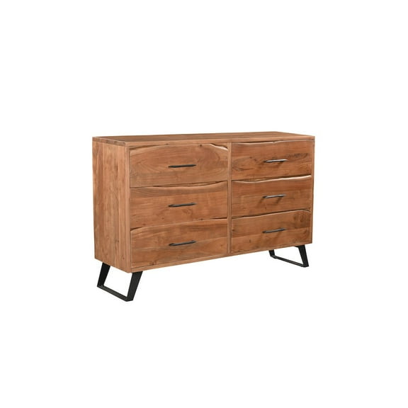 Taran Designs Oliver 6-drawer Live Edge Solid Wood Dresser in Brown/Black