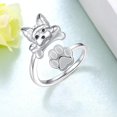 thumbnail image 3 of Anillo de perro para mujer, de plata de ley, Yorkie/Pug, joyería para perro, 3 of 4