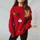thumbnail image 2 of 27/5000 Suéter de Año Nuevo 2024 Lindo jersey de punto de manga larga con cuello redondo y decoración tridimensional de Papá Noel, 2 of 4