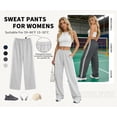 thumbnail image 3 of TEMOFON Summer Pants for Women Summer Wide Leg Pants with Pockets Elastic Waistband Comfy Pants Lightweigt Jogging Pants Light Grey M, 3 of 10