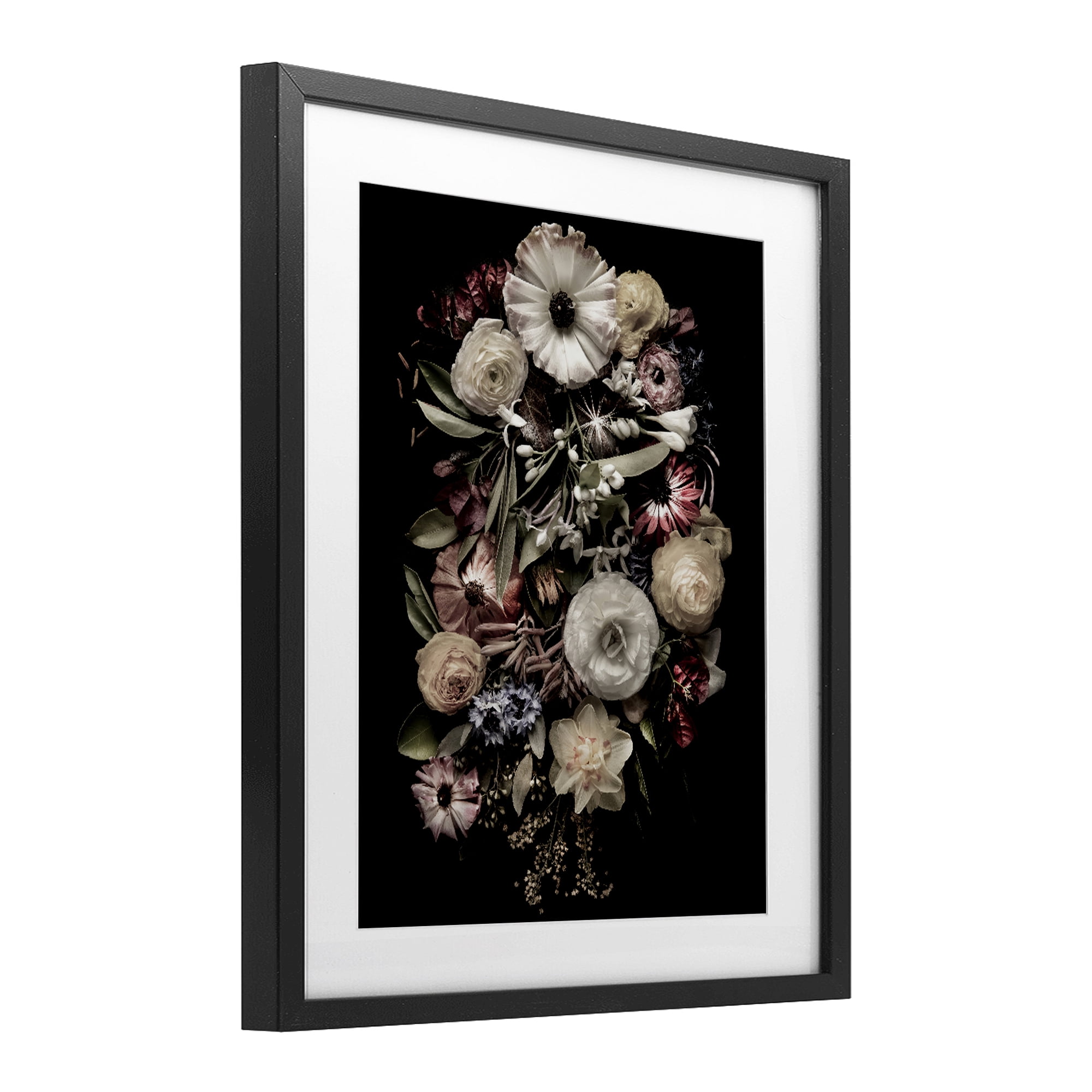 Stupell Industries Pale Yellow Roses Cluster Black Framed Print Under Glass, design by Carl Kravats