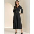 thumbnail image 4 of DARING DIVA 3/4 Sleeves Collar V Neck Dress XL Black, 4 of 6