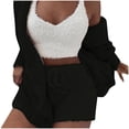 thumbnail image 7 of AherBiu 3 Piece Pajamas Sets Fleece Tank Tops Shorts Cardigans Sherpa Fuzzy Loungewear Homewear, 7 of 7