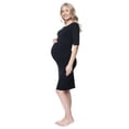 thumbnail image 2 of Mothers Essentials Cotton Bodycon Rushed Side Maternity Dress, Round Neck (XS), 2 of 3
