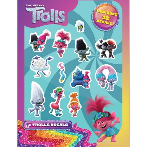DreamWorks Trolls Vinyl Decals - Set of 12 Trolls Movie Stickers for Car Water Bottle Bike Helmet Laptop Skateboard - Outdoor Rated Water Resistant Vinyl