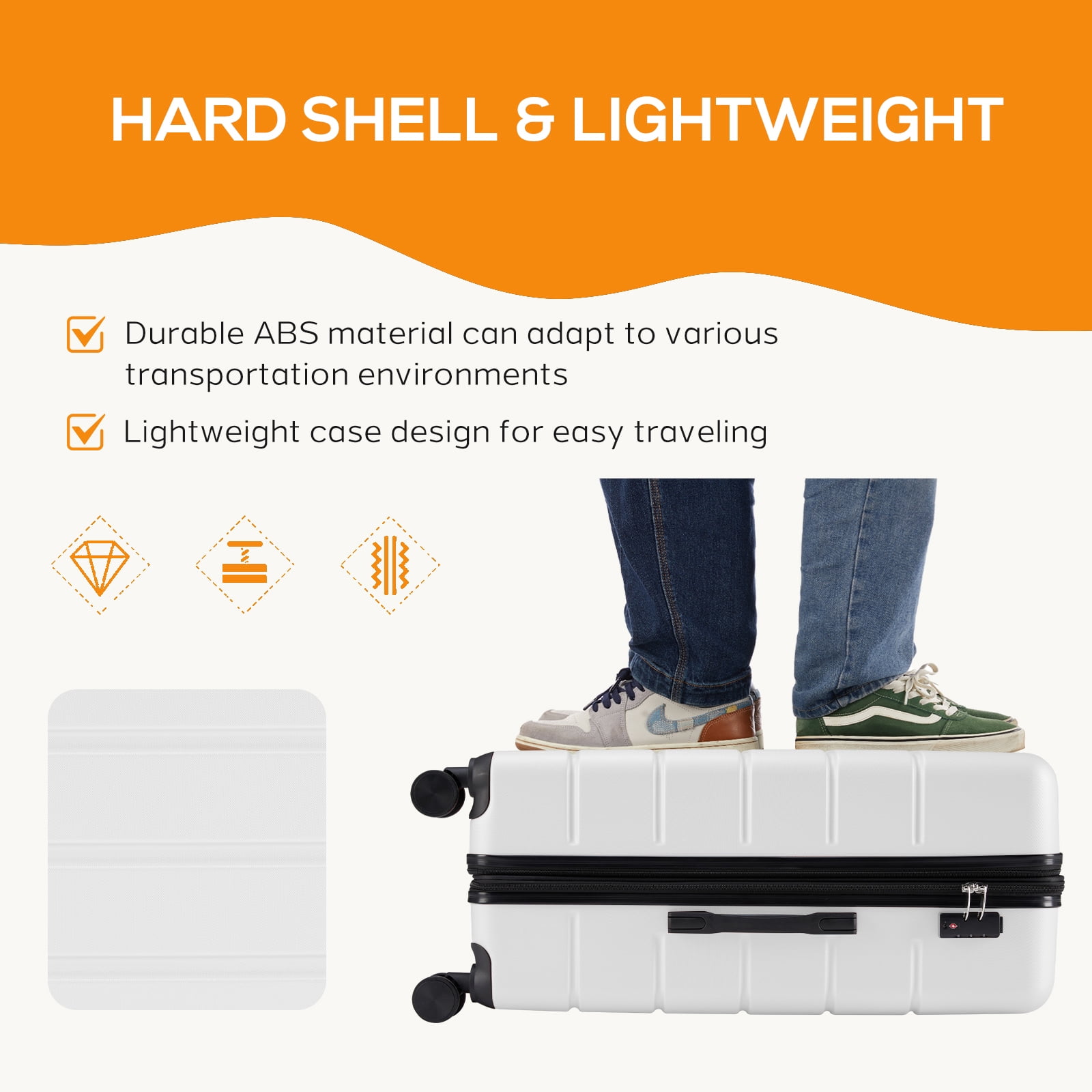 Aidoly 24 inch Lightweight Expandable Spinner Luggage with TSA Lock for Adult Teen, White