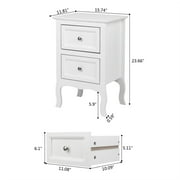 UBesGoo Nightstand End Table with 2 Drawer,White Finish