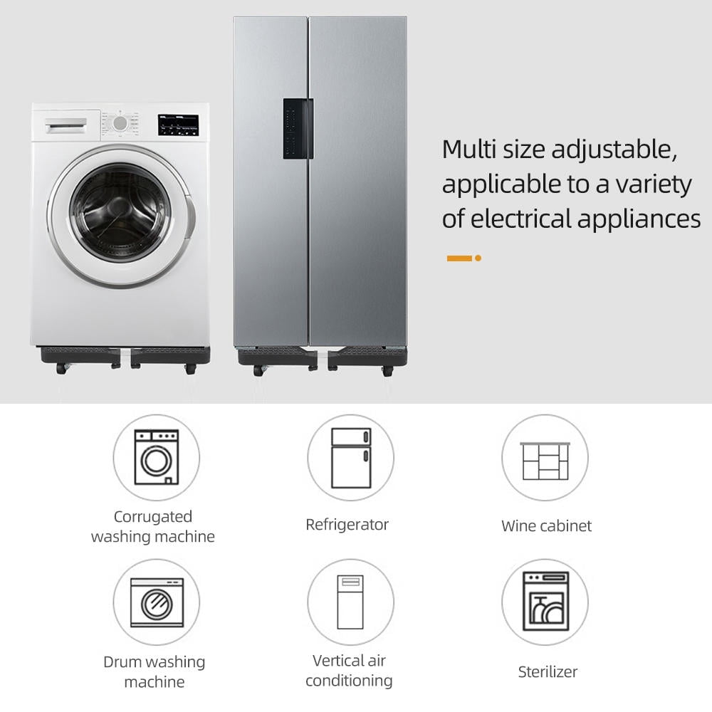 Yajisi Adjustable Rubber Wheel Fridge & Washer Stand – 60‑80cm Mobile Base with Locking Swivel Wheels, 264lb Capacity