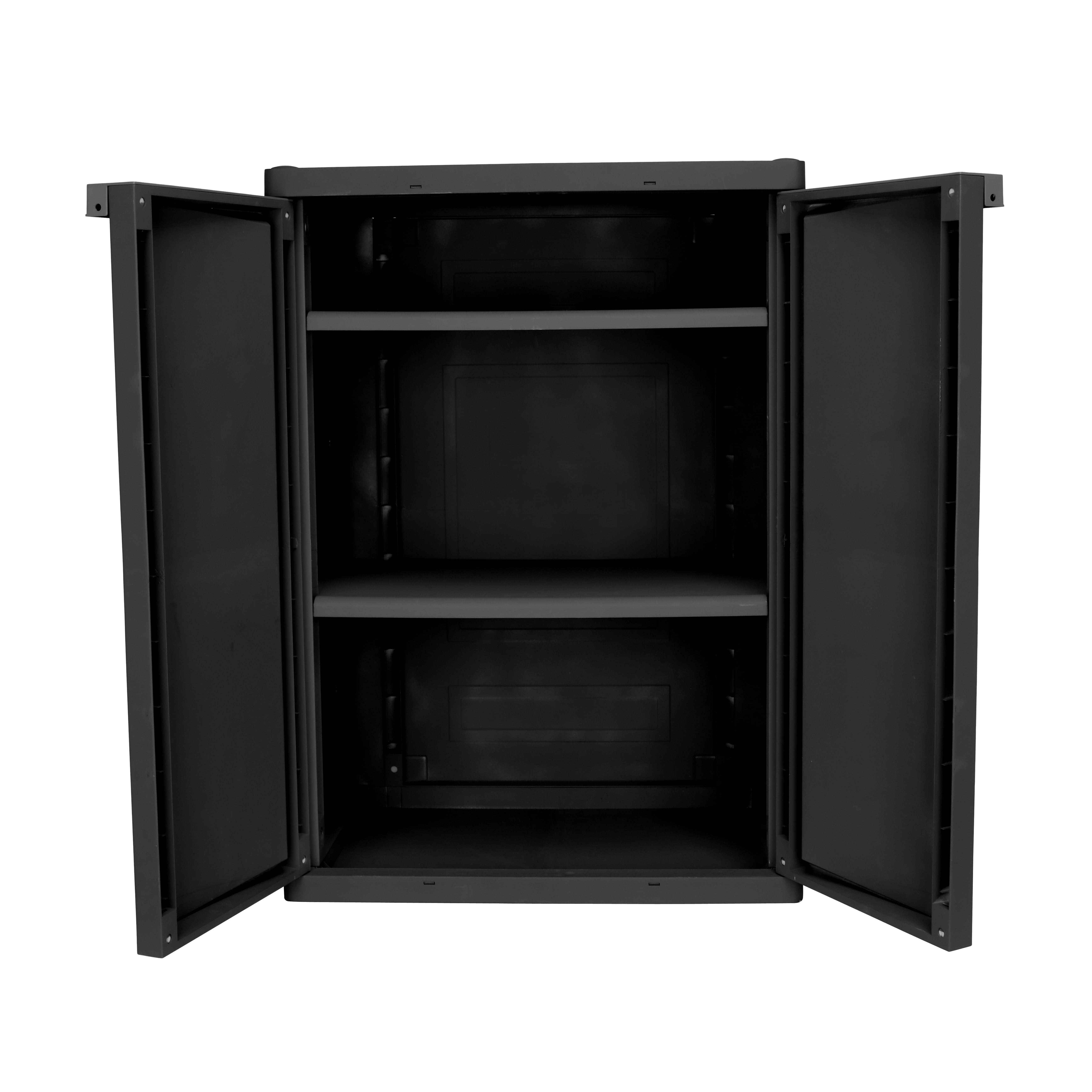 Hyper Tough 2 Shelf Plastic Garage Storage Cabinet 18.5Dx25.47Wx35.43"H, Black - image 5 of 9