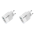 thumbnail image 1 of Adaptador de cargador USB 3.0 tipo C de carga GaN de 65 W para teléfono para Huawei (UE) Blanco 2 piezas, 1 of 4