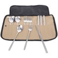 thumbnail image 4 of Shisuyan Portable Travel Utensils Set Camping Tableware Organizer 1 Set Silver Stainless Steel, 4 of 9