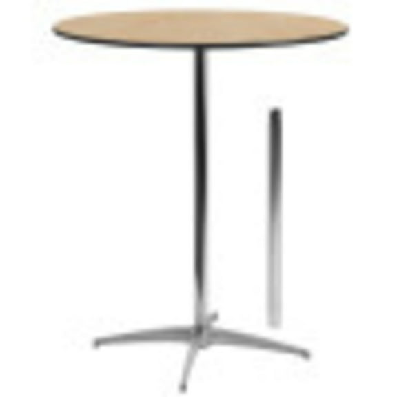 Flash Furniture Lars 36'' Round Wood Cocktail Table with Adjustable 30'' and 42'' Columns, Natural