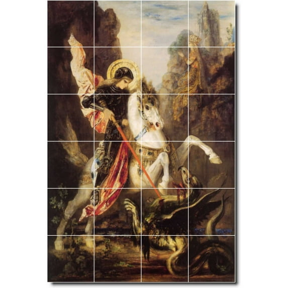 Ceramic Tile Mural-Gustave Moreau Mythology Painting 72. 48" w x 72" h using (24) 12 x 12 ceramic tiles