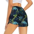 thumbnail image 2 of Uemuo Cartoon Dinosaur Pattern Women's Athletic Shorts High Waisted Running Shorts with Liner Pockets Gym Elastic Workout Shorts-X-Large, 2 of 9