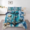 thumbnail image 1 of Erosebridal Nautical Anchor Bedding Full Comforter Set, Summer Beach Starfish Sea Shell Down Comforter, Reversible 3 Pieces, 1 of 8