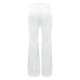 thumbnail image 4 of XAOFW Women's Casual Pants Solid Color High Waist Classic Flared Trousers Wide Leg Pant With Fringe Bottom Leisure Activities Baggy Comfortable Trouser, 4 of 4