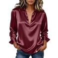 thumbnail image 2 of Kezqiaxn Shirts for Women Pullover Long Sleeve Collared Dressy Summer Tops Business Work Blouses Plus Size Fashion, 2 of 9