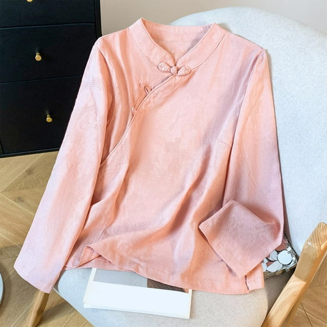 Xuyuer Embroidered Button-Down Shirt - Women's Long Sleeve Round Neck Casual Top for Garden Party Attire, Spring Brunch Events & Feminine Office-to-Evening Elegance