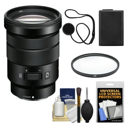 Sony Alpha NEX E-Mount 18-105mm f/4.0 OSS PZ Zoom Lens with Battery + UV Filter + Kit for A7, A7R, A7S Mark II, A5100, A6000, A6300 (Best Portrait Lens For Sony Nex 7)
