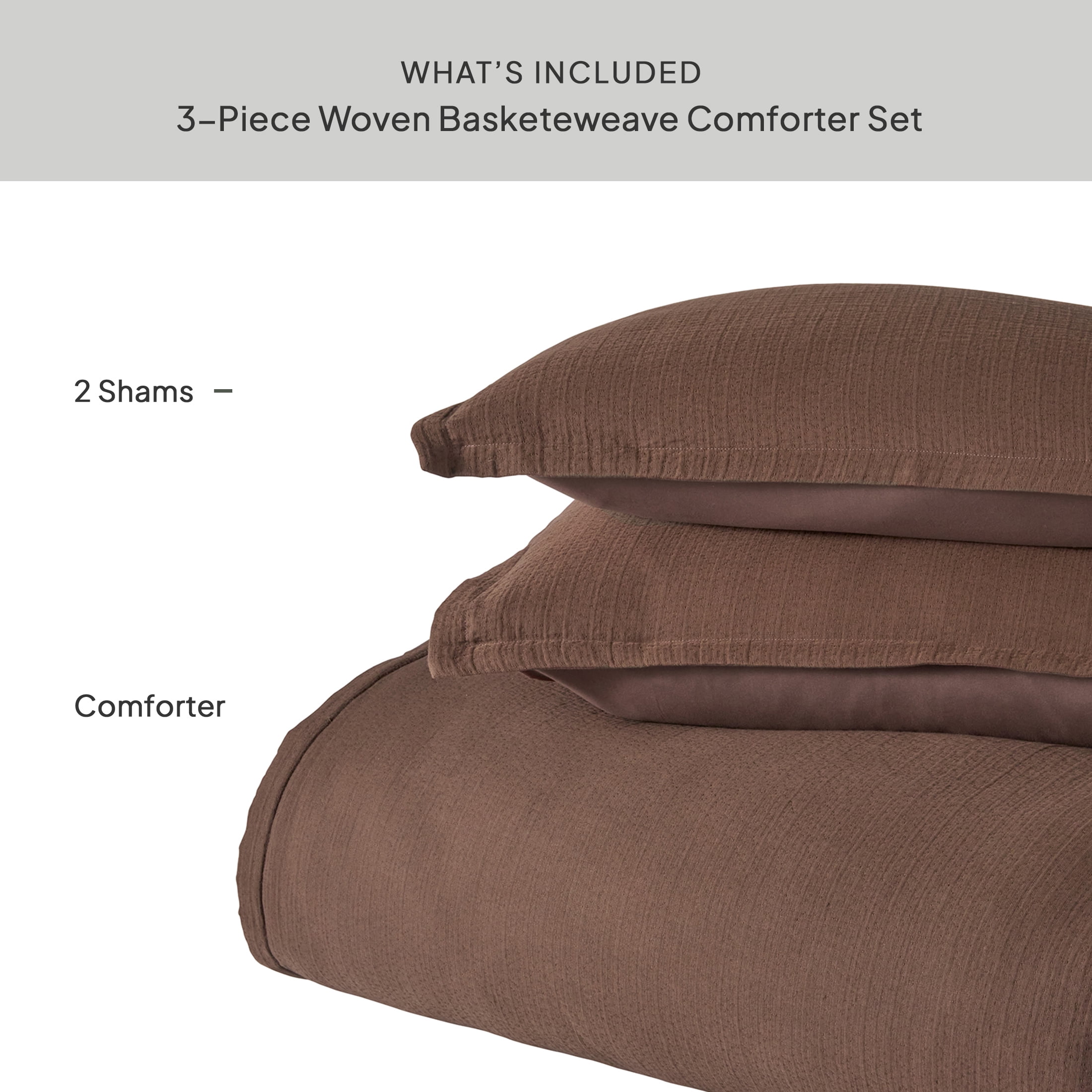 Better Homes & Gardens Full/Queen All-Season Comforter Set, 3-Piece, Brown Gauze