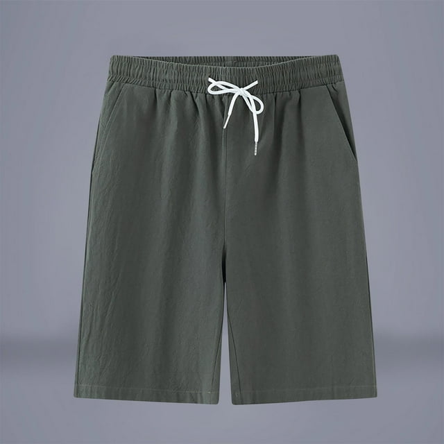 pstuiky Pantalones cortos de gimnasio, Pantalones cortos transpirables de color liso para hombre, informales, para vacaciones, con bolsillos Pantalones cortos cargo