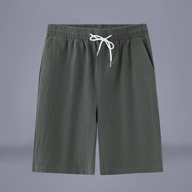 pstuiky Pantalones cortos de gimnasio, Pantalones cortos transpirables de color liso para hombre, informales, para vacaciones, con bolsillos Pantalones cortos cargo