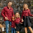 thumbnail image 4 of PatPat Christmas Family Matching Red Plaid Long-sleeve Button Up Shirts and Mesh Skirts Sets, 4 of 9