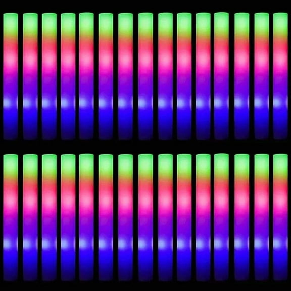 JIAN YA NA 100PCS LED Light up Foam Sticks, 18 inch Flashing Glow Sticks for Rave Party Concert Wedding (Colorful)