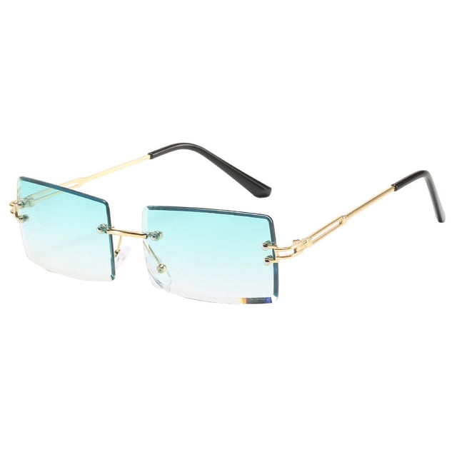 Sonducket Gafas de sol de moda sin montura Gafas de sol rectangulares Gafas de moda de verano UV400 Lentes seis