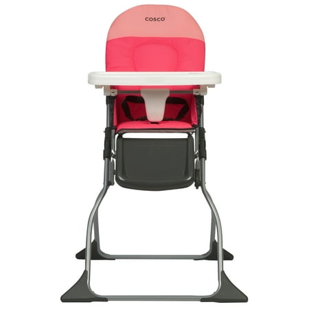 Cosco Kids Simple Fold Full Size High Chair with Adjustable Tray, Colorblock Coral