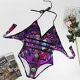 thumbnail image 4 of Invader Zim Women's Swimwear Strap One Piece Backless Tummy Control V Neck Swimsuit Summer Beach Vacation Bathing Suit, 4 of 7