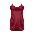 thumbnail image 4 of Sling Pajama Set for Women, Solid Color Sleeveless Round Neck Matching Top and Shorts, Hand Wash Cold, All-Season Lingerie Set, 4 of 7