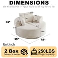 thumbnail image 2 of FFH 55" Corduroy Swivel Chair, Round Lounge Chair Accent Chair, Beige, 2 of 11